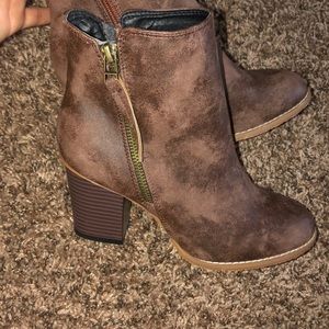 Brown faux leather ankle booties